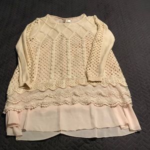 Simply Couture ivory women’s layered tunic sweater